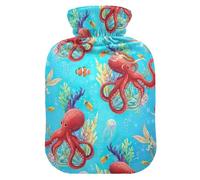 Bouillotte bleue avec housse souple pour crampes menstruelles - Corail coloré - Poisson tropical