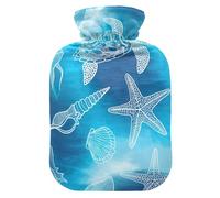 Bouillotte bleue avec housse souple pour soulager la douleur Motif tortues de créatures marines Taille M