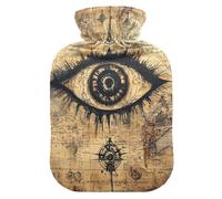 Bouillotte bohème rétro symboles mystérieux avec housse souple, 1 L pour muscles endoloris