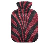 Bouillotte bordeaux texture peau animale avec housse souple, sac d'eau chaude de 2 L pour réchauffer les mains et les pieds, soulagement de la douleur, Bolsa para agua Caliente para Dolor