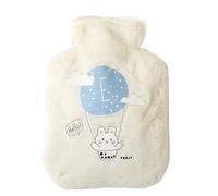 Bouillotte Bouillotte en peluche de 250 ml avec motif animal dessin animé, ours, lapin, chat, sac d'eau chaude épais for les mains et pieds, for l'hiver(White)