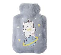 Bouillotte Bouillotte en peluche de 250 ml avec motif animal dessin animé, ours, lapin, chat, sac d'eau chaude épais for les mains et pieds, for l'hiver(Blue)