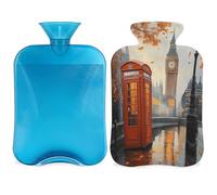 Bouillotte britannique Big Ben avec housse - Motif automne - 2 l - Pour soulager la douleur, le cou et les épaules - Chauffe-mains et pieds