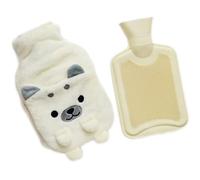 Bouillotte Caoutchouc Naturel, Housse Doudou Ultra Douce et Douillette en Peluche, Soulagement Immédiat Règles Douloureuses, Mal de Dos et Crampes, Confortable pour Femme,Adulte,Enfant et Bébé, Blanc