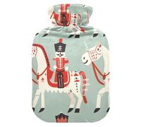Bouillotte casse-noisette cheval blanc avec housse souple, 2 L pour le lit pour réchauffer le ventre, le ventre chaud