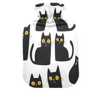 Bouillotte chat noir avec housse en polaire douce pour soulager les douleurs au cou et aux épaules Thérapies chaudes et froides - S
