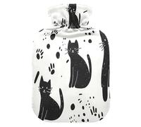 Bouillotte chat noir avec housse en polaire douce pour soulager les douleurs au cou et aux épaules Thérapies chaudes et froides - S