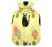 Bouillotte chat noir avec housse en polaire douce pour soulager les douleurs au cou et aux épaules Thérapies chaudes et froides - S