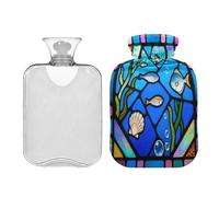 Bouillotte colorée en acier inoxydable avec housse souple 2 L pour soulager les douleurs au cou et aux épaules, crampes, compresas calientes para el vientre