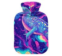 Bouillotte crocodile de couleur vive avec housse souple, 2 L pour chauffe-cou et épaules