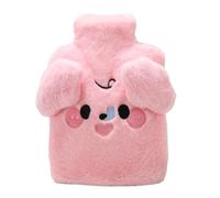 Bouillotte de 2 l - Anti-fuite - Grande ouverture de remplissage - Housse douce et amovible pour chien - Lavable - En PVC - Intérieur : 12 h de chaleur - Pour enfants et adultes - Rose