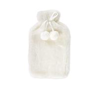 Bouillotte de 2 L avec housse UK - En caoutchouc naturel - Bouillotte de 2 litres - Idéale pour soulager la douleur, réchauffer les mains et les pieds - Compresse froide - Crème avec housse blanche