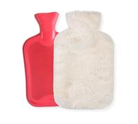 Bouillotte de 2 litres avec housse en peluche douce - Bouillotte moelleuse en caoutchouc avec housse douillette - Couleur beige [092]