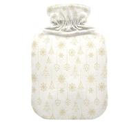 Bouillotte de Noël beige doré avec motifs abstraits, housse souple, 1 l, pour l'arthrite