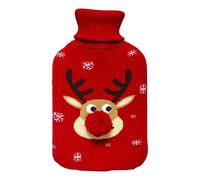 Feeric Lights & Christmas – Bouillotte avec housse tissée déco et pompon 1,7 L (20,5 x 33 cm)
