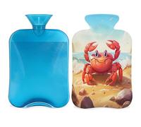 Bouillotte de plage crabe océan avec housse, animal marin, sac d'eau chaude de 2 L pour soulager la douleur, cou doux et épaules, chauffe-mains et pieds, compresse chaude et froide pour adultes et