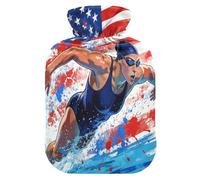 Bouillotte de sport avec housse souple Motif drapeau des États-Unis 1 L pour le corps pour thérapie par le chaud et le froid