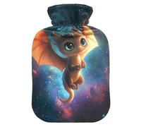 Bouillotte de voyage avec housse souple, motif bébé dragon étoilé, sac chaud de 2 L pour l'arthrite, l'arthrite