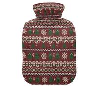 Bouillotte de voyage bordeaux avec housse souple, sac à eau de 1 L pour l'arthrite