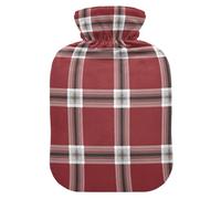 Bouillotte de voyage de Noël à carreaux noirs et blancs avec housse souple, compresses chaudes de 1 L pour le corps pour réchauffer les mains et les pieds