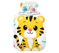 Bouillotte de voyage en forme de tigre jaune avec housse souple, compresse chaude de 2 L pour réchauffer le ventre, muscles endoloris, compresas calientes para el vientre