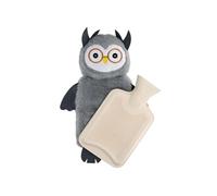 Bouillotte déhoussable en peluche Hibou 750ml Gris
