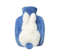 Bouillotte d'hiver à injection d'eau chaude for les mains, en PVC épais et peluche, idéale for la maison, for hommes, femmes adultes. Convient aux Pour Main,Ventre,Cou(Blue)