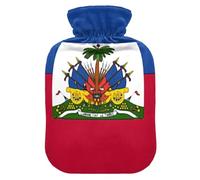 Bouillotte drapeau haïtien avec housse souple, 1 L pour chauffe-mains et pieds