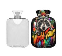 Bouillotte Drip Raton laveur graffiti avec housse souple 2 l pour arthrite, douleurs musculaires, compresas calientes para el vientre