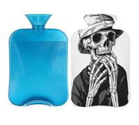 Bouillotte drôle squelette de crâne avec housse, sac d'eau chaude de 2 L pour soulager la douleur, cou doux et épaules, chauffe-mains et pieds, compresse chaude et froide pour adultes et enfants