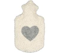 Bouillotte Eau Chaude 1.8L Efie® broderie cœur feutrine grise Vegan