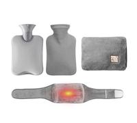 Bouillotte Eau Chaude 1 L Grande Bouillotte Avec Housse Sac À Eau Chaude En Peluche Bouillotte À Eau Chaude Hot Water Bottle Moelleuse Pour Cou Et Épaule Abdomen(Gris)