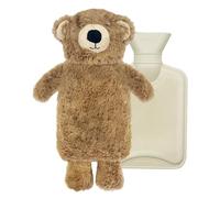 Bouillotte Eau Chaude - 1L Bouillotte Peluche Avec Poche Kangourou, Caoutchouc Bouillottes Enfant, Adorable Ours Bouillottes Doudou Pour Chaude Chauffe Main/Ventre/Cou, Amovible et Lavable