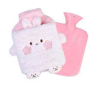 Bouillotte Eau Chaude 1L, Housse Peluche Douce Amovible, Bouillotte Lapin Mignon, Adapté pour Soulager la Douleur Menstruelle et Garder au Chaud, Convient Aussi Bien aux Enfants Qu'aux Adultes
