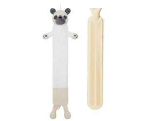Bouillotte Eau Chaude avec Housse Peluche Animal, Bouillotte Rigolote Doudou Caoutchouc Naturel 1L ou 2L Hot Water Bottle Enfant Adulte Animaux (Carlin Long)