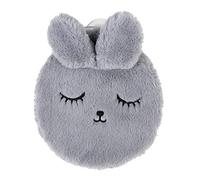 Bouillotte eau Chaude，Bouillotte avec housse，pour Soulagement de la Douleur, Dos, Cou et Épaules & Nuits Chaudes Cosy（Gris）.