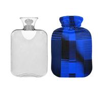 Bouillotte électrique à carreaux bleu noir avec housse souple 2 l pour soulager la douleur, chauffe-mains et pieds, compresas calientes para el vientre