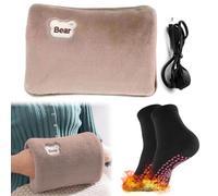Bouillotte Électrique Chauffante Rechargeable, Chauffe-mains en velours de coton doux, Sac chauffant portable, Bouillotte Regles Douloureuses, Soulage Douleur Musculaires Cervicale Dos (Marron)