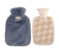 Bouillotte en caoutchouc avec housse imitation peluche 1L Bouillotte eau Chaude Bouillotte Peluche Amovible et Lavable Bouillotte en Caoutchouc Naturel Aide à Fournir de Chaleur et de Confort