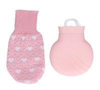Bouillotte en caoutchouc avec housse souple en silicone anti-explosion avec housse tricotée pour la vie de famille, 245 ml, violet (rose)