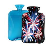 Bouillotte en caoutchouc avec housse souple, feu d'artifice pour le jour de l'indépendance, 2 L pour soulager la douleur, thérapie par le chaud et le froid