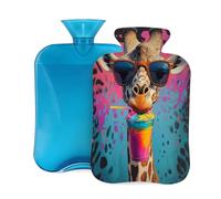 Bouillotte en caoutchouc avec housse souple, motif girafe aquarelle, animaux de dessin animé, 2 L, pour soulager la douleur, thérapie par le chaud et le froid