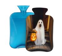 Bouillotte en caoutchouc avec housse souple, pour Halloween - Ghost Dog - Citrouille - 2 l - Pour soulager la douleur, thérapie par le chaud et le froid