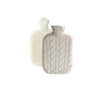 Bouillotte en caoutchouc eau chaude ou froide avec housse coton - 2 L - Plaid - Beige
