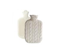 Bouillotte en caoutchouc eau chaude ou froide avec housse coton - 2 L - Plaid - Beige