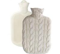 Bouillotte en caoutchouc eau chaude ou froide avec housse coton - 2 L - Plaid - Beige beige G