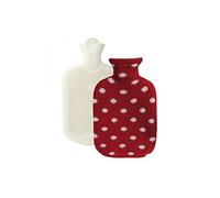 Bouillotte en caoutchouc eau chaude ou froide avec housse coton - 2 L - Pois - Rouge