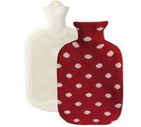 Sänger ® Bouillotte en caoutchouc eau chaude ou froide avec housse coton - 2 L - Pois - Rouge