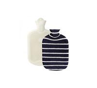 Bouillotte en caoutchouc eau chaude ou froide avec housse coton - 2 L - Rayé - Bleu Marine