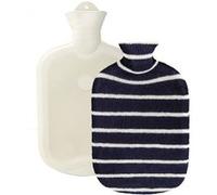Bouillotte en caoutchouc eau chaude ou froide avec housse coton - 2 L - Rayé - Bleu Marine Bleu G